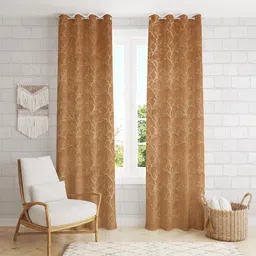 veloura 213.36 cm (7 ft) Velvet Room Darkening Door Curtain (Pack Of 2) image 2