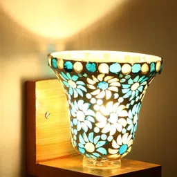 1ST TIME Blue & Multicoloured Textured Wood Wall Lamp image 4