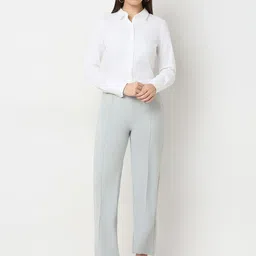 Smarty Pants Women Textured Comfort Flared Lint Free Trousers image 5