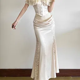 StyleCast White Self-Design Off Shoulder Top & Maxi Skirt-picture-14