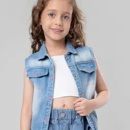 Hopscotch Girls Blue Cotton Solid Jackets-picture-21