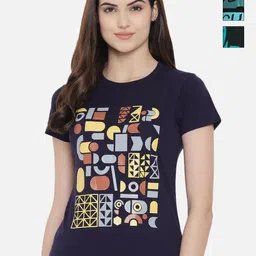 Dreambe Women Pack of 3 Graphic Printed Round Neck Cotton T-shirts-picture-30