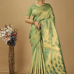 HERE&NOW Woven Design Silk Blend Banarasi Saree-picture-37