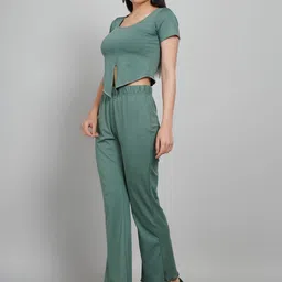 Gora Glama Round Neck Slit Top & Trouser Co-Ord Set image 4