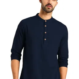 Navkanj Mandarin Collar Roll-Up Sleeves Cotton Straight Kurta-picture-13