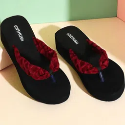 LOVEHUSH Maroon Open Back Wedge Sandals image 2