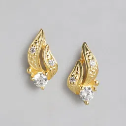 Carlton London 925 Sterling Silver 18Kt Gold-Plated CZ Contemporary Studs Earrings-picture-23