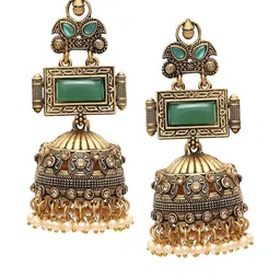 Anouk Women Metal Artificial Stones and Beads Floral Earrings-image-50
