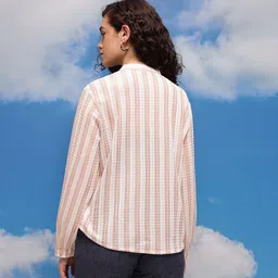 CORSICA Striped Self Design Band Collar Top image 2