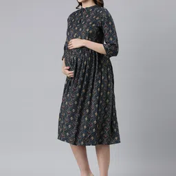 THE MAMA KLUB Printed Fit & Flare Maternity Dresses image 4