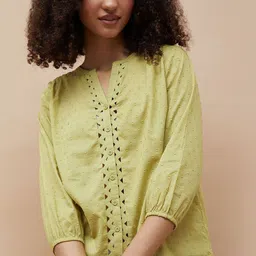 Fame Forever by Lifestyle Women Self Design Puff Sleeve Cotton Shirt Style Top-picture-58