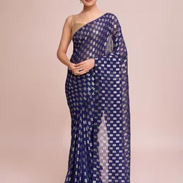FashionsEye Embellished Sequinned Pure Georgette Fusion Saree-picture-21
