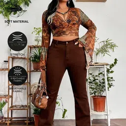 NU CLOTHS Women Comfort Wide Leg High-Rise Stretchable Jeans image 4