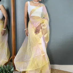 KALINI Ombre Zari Organza Designer Kanjeevaram Saree image 3