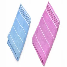 RRC Blue & Pink 2 Pieces Striped 500 GSM Cotton Towel Set image 1