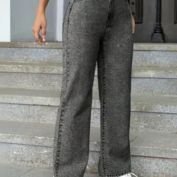 HERE&NOW Women Jean Boyfriend Fit High-Rise Heavy Fade Acid Wash Stretchable Jeans-picture-17