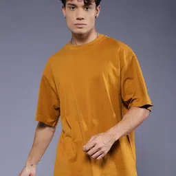 PRONK Round Neck Drop-Shoulder Sleeves Cotton Oversized T-shirt-image-65