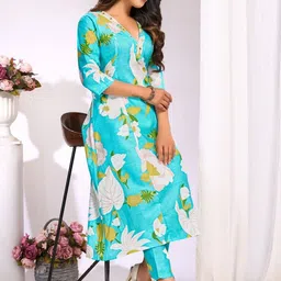 Moda Rapido Women Floral Printed Regular Kurta with Trousers image 4