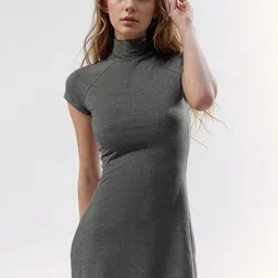 StyleCast Women High Neck SolidA-Line Dress-picture-20