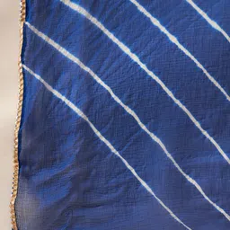 Indo Era Leheriya Embroidered Georgette Straight Kurta With Trousers & Dupatta image 5