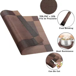 TASKHOUSE 5-Pcs Brown Textured Heat-Resistant Table Placemats & Table Runner image 5