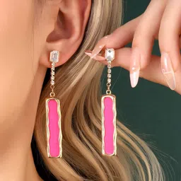 SALTY Rhinestone Beaded Contemporary Drop Earrings-picture-49