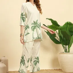 NE STYLE Printed Mandarin Collar Tunic & Palazzos Co-Ords-picture-13