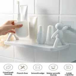 shreejee Self Adhesivecute Floating Shelves Wall Shelf for Home, Office & Kitchen X2.609 Plastic Wall Shelf image 4