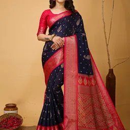 HERE&NOW Floral Zari Art Silk Banarasi Saree-picture-29