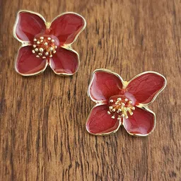 Zhouse Gold-Plated Crystal Stone Studded Floral Studs-picture-49