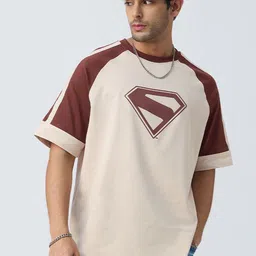 The Souled Store Men Superman Graphic Printed Round Neck Pure Cotton Oversized T-shirt image 2