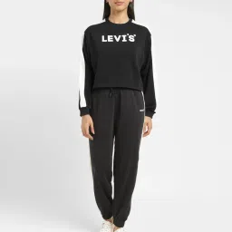 levi's Women's Brand Logo Black Crew Neck Sweatshirt-picture-18
