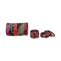 SOMIL Set Of 32 Artificial Stones Studded Ethnic Bangles-image-36