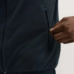 Marks & Spencer Men Solid Funnel Neck Zip Up Micro Fleece Jacket image 4