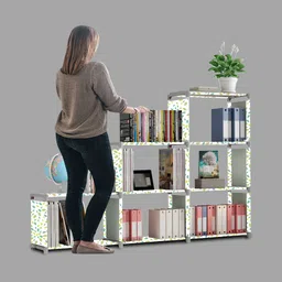 mezire Compact C9-Tier Book Organizer/Shoe/Chappal/Book/Clothes Rack with Plastic Joint Metal Open Book Shelf image 4