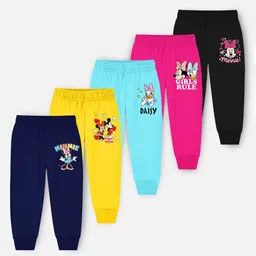 Disney By Miss and Chief Girls Pack Of 5 Printed Cotton Joggers-image-90