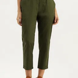 United Colors of Benetton Cotton Linen High Rise Straight Fit Trousers-picture-34