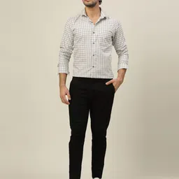 JADEBERRY Men Classic Slim Fit Opaque Checked Casual Shirt-image-2