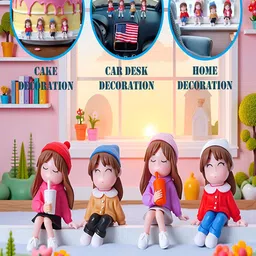 Gopalvilla Pink Matte Car Real 3D 4 Pieces Medium Showpieces - 2.16 Inch image 3