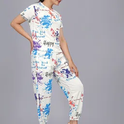 JK Creation Printed Round Neck Top With Joggers Sports Co-Ords image 5