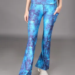 The Dance Bible Printed High-Rise Antimicrobial Flared Yoga Tights With 2 Side Pockets-image-91