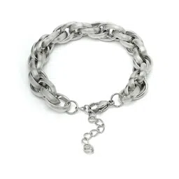 The Roadster Lifestyle Co Men Silver-Plated Interlink Chain Bracelet image 5