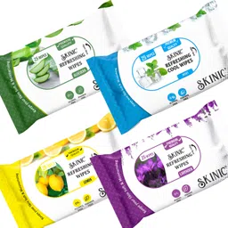skinic Refreshing Wet Wipes Combo – Aloevera, Lavender, Lemon, Mint-4 Packs×25 Wipes-picture-12