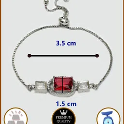 ZENEME Women Brass Cubic Zirconia Rhodium-Plated Charm Bracelet image 5