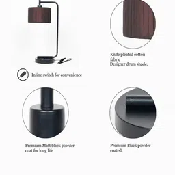 kapoor lampshades Bond Black Metal Study Table Lamp with Dark Brown Silk Shade image 5