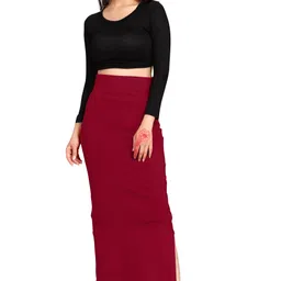 SCUBE DESIGNS Saree Shapewear Maroon Petticoat XL Lycra Blend Petticoat image 4