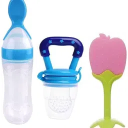 qtypie fruit feeder & spoon feeding milk bottle & fruit shape teether comb of 3 Teether and Feeder-picture-46