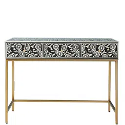 ziba homes Mazaya Bone Inlay Console Table in Black Finish image 4