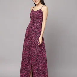 aayu Women Maxi Black, Pink Full Length Dress image 3