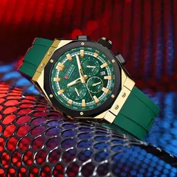 Curren Men Dial & Straps Analogue Multi Function Watch CR-8464-GREEN image 5